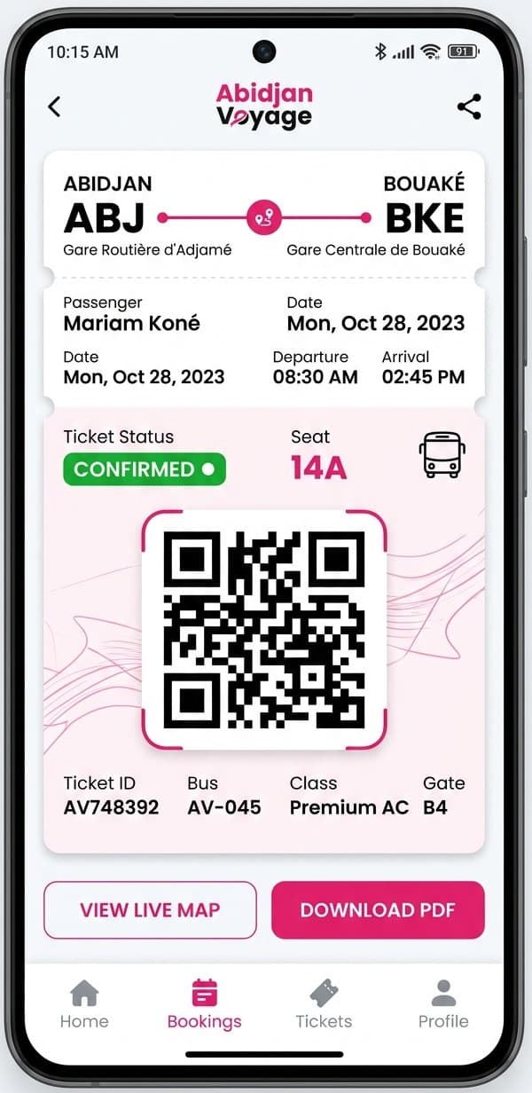 QR Boarding Pass screen